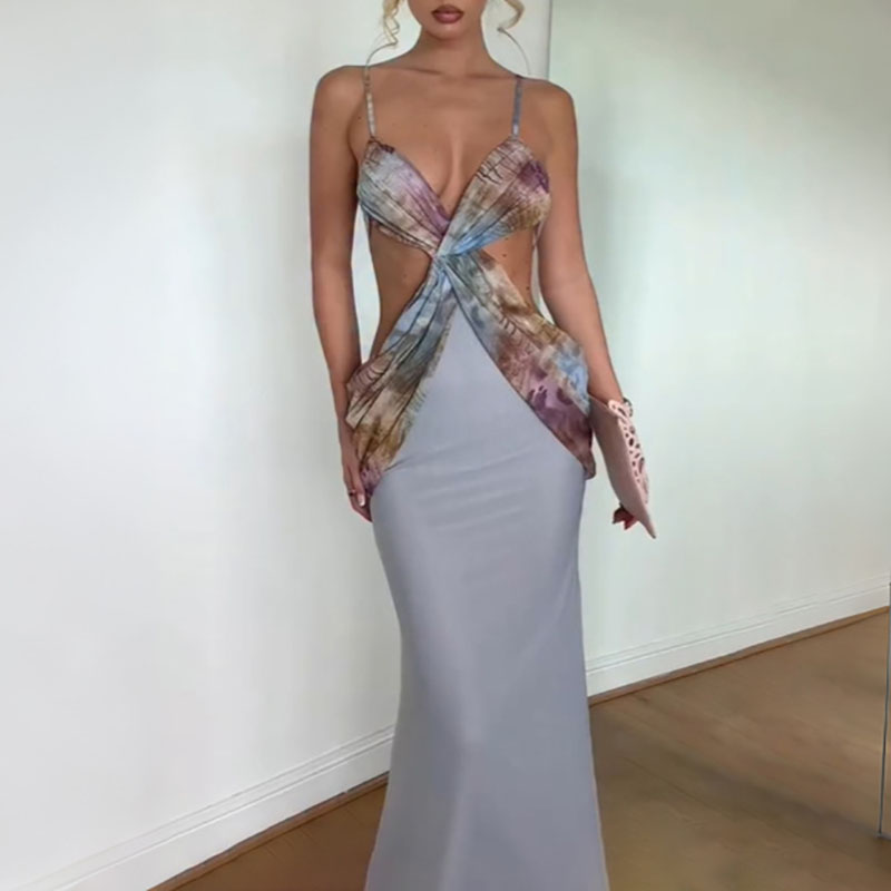 Mesh Strap Metal - Mode metalen decoratie backless feestjurk elegante