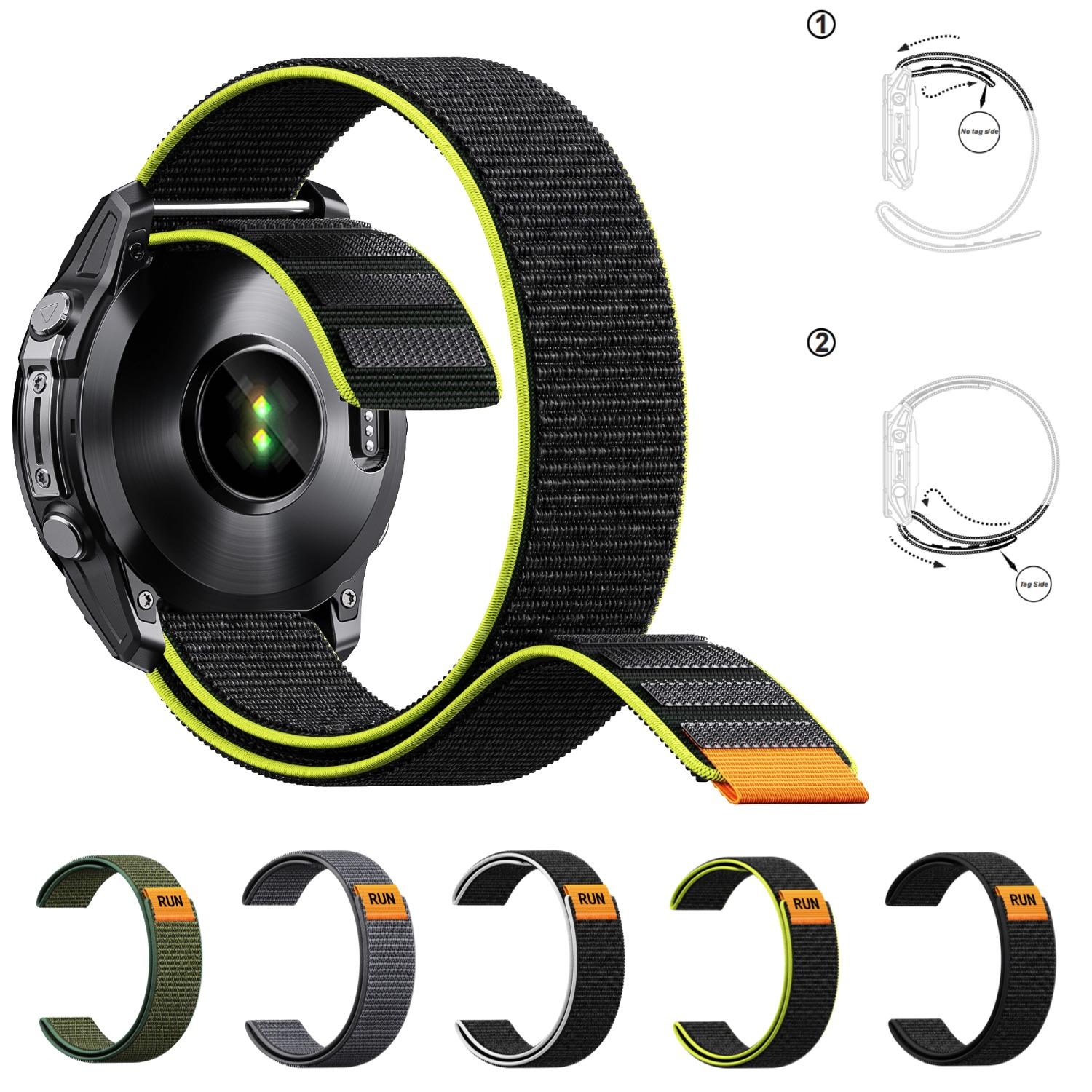 Sport Loop Velcro - Ultralichte metaalvrije klittenband horlogeband, 22mm 26mm