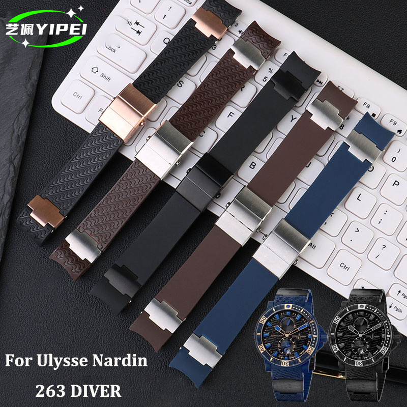 Rubber Strap Diver - Voor Ulysse Nardin 263 DIVER Gebogen