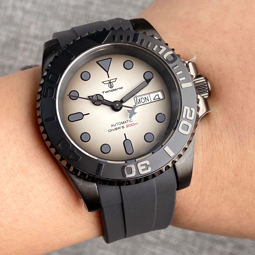 Rubber Strap Diver - Tandorio 200M Waterdicht Nh36a Vintage Zwarte
