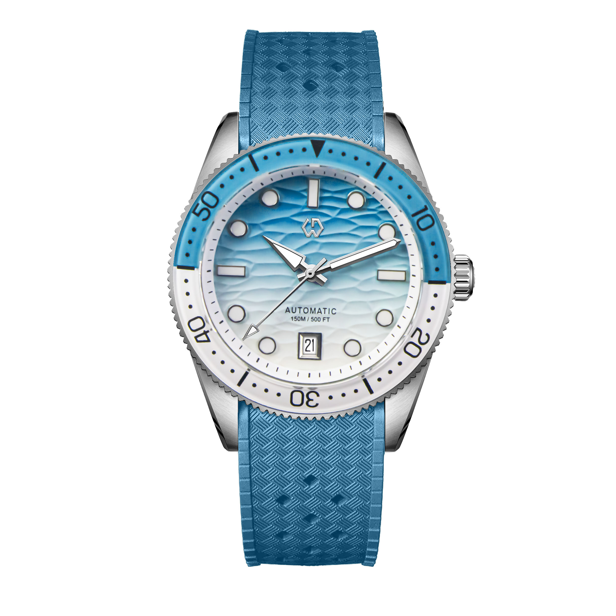 40 mm duikhorloge textuur here - Rubber Strap Diver recensie en prijs