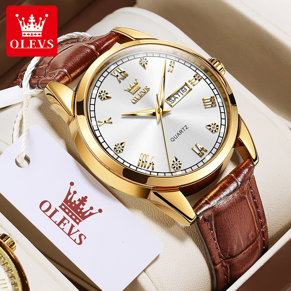 OLEVS 6896 Topmerk Heren Quart - Leather Watch Band Men recensie en prijs