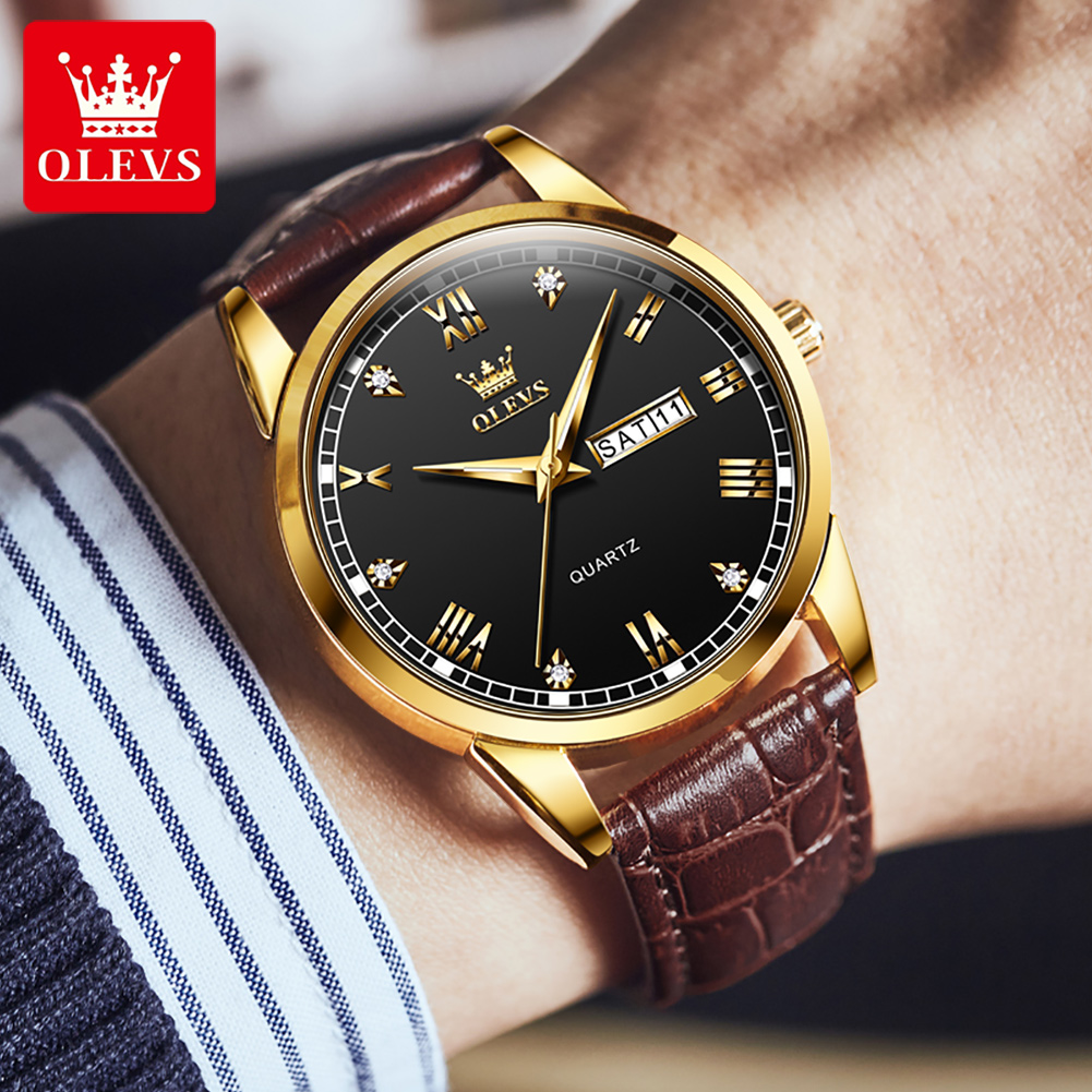 OLEVS 6896 Topmerk Heren Quart - Leather Watch Band Men recensie en prijs