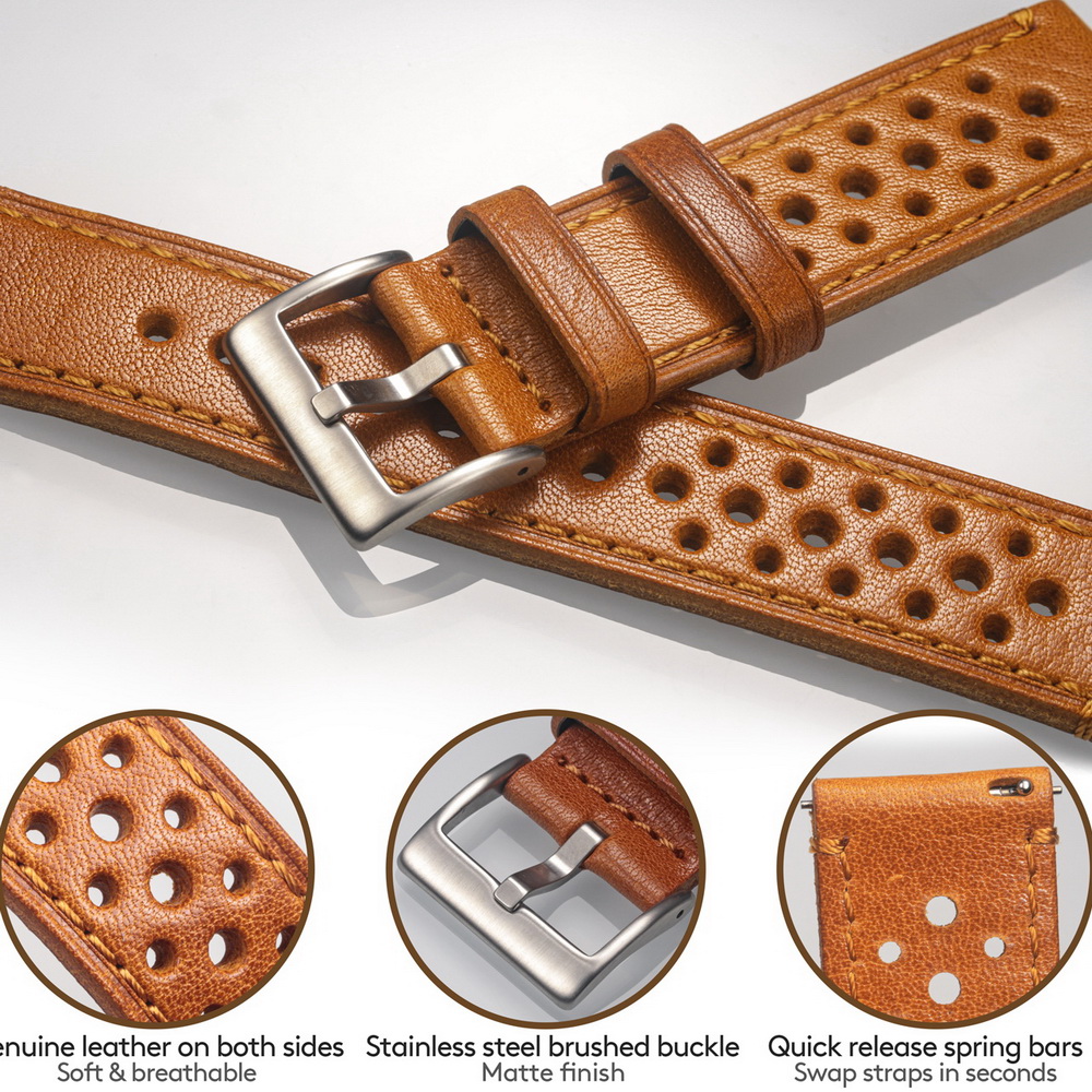 Hemsut koeienhuid horlogeband  - Leather Strap Quick Release recensie en prijs
